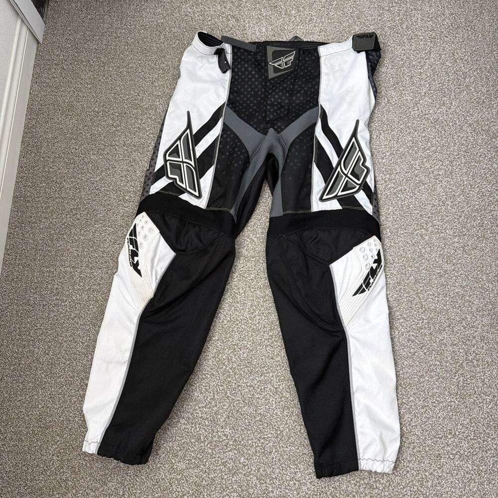 Fly Racing F-16 Motocross Pants Sz 40 Black, White & Gray BMX Trail Ride Padded